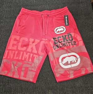 Ecko Unlimited Men’s Size Large Red 100% Polyester Graphic Logo Athletic Shorts